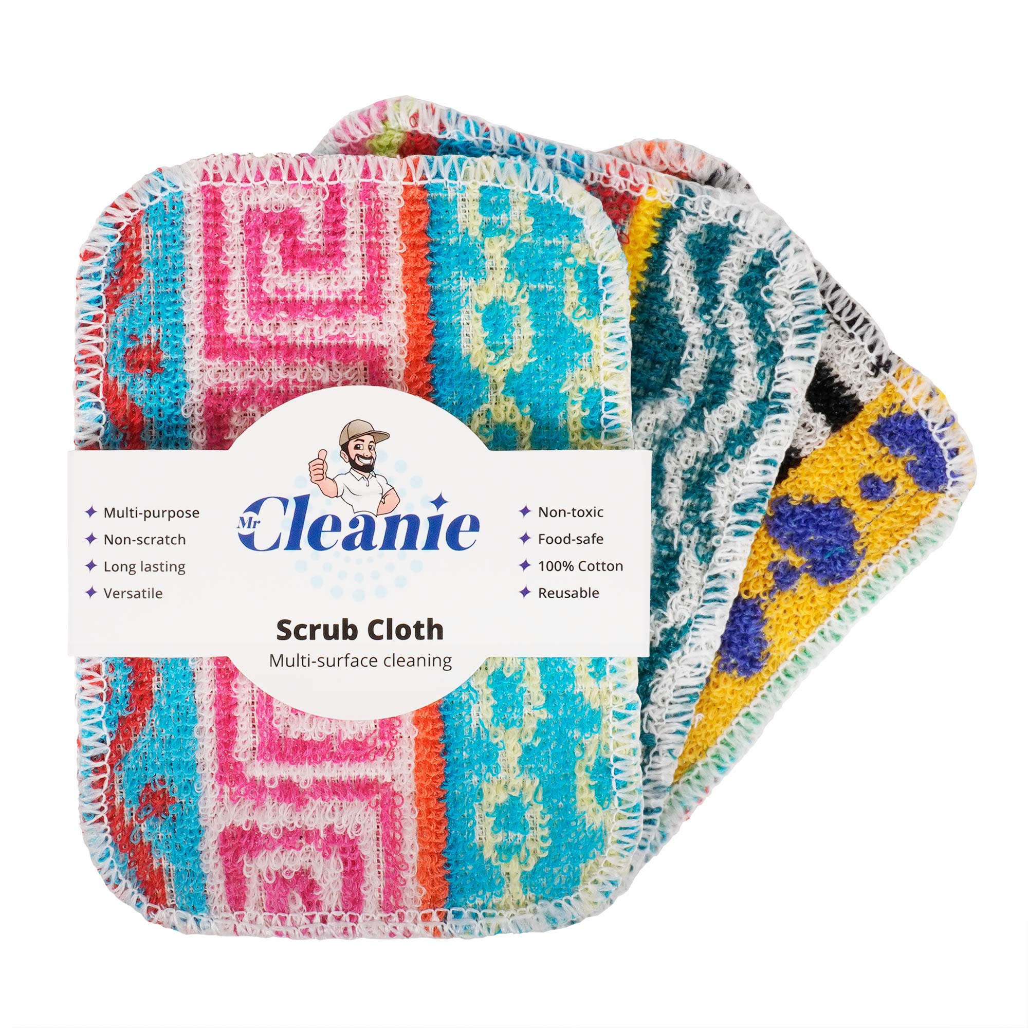 Body Scrub Rag Mr Cleanie 3-Pack Scrub Cloths Multipurpose Non-Scratch Eco Friendly C