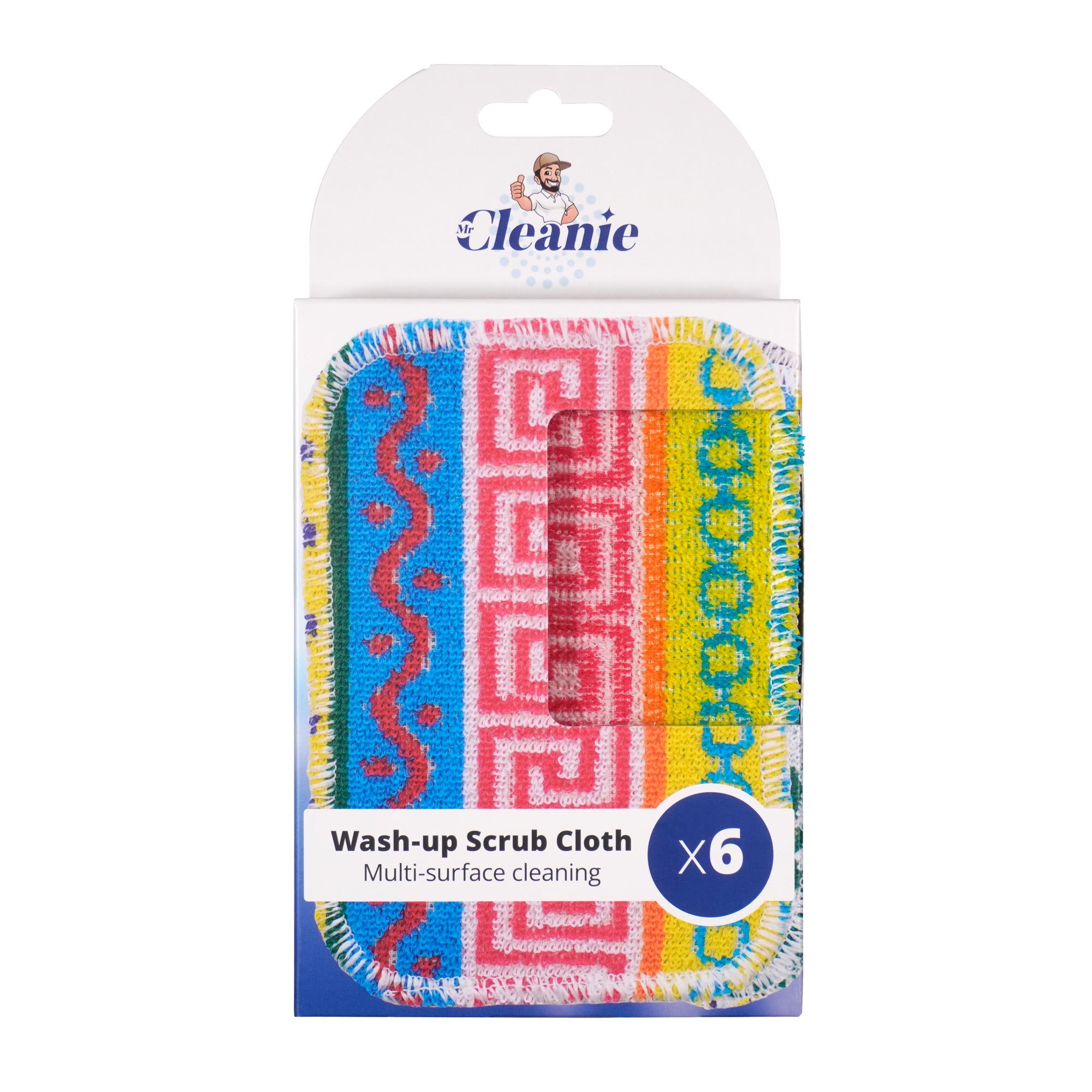 Mr Cleanie 6-Pack Scrub Cloths Multipurpose Non-Scratch Eco Friendly Cotton Dish Washing Up Scourer for Kitchen and Household Cleaning Dishwasher Safe Reusable