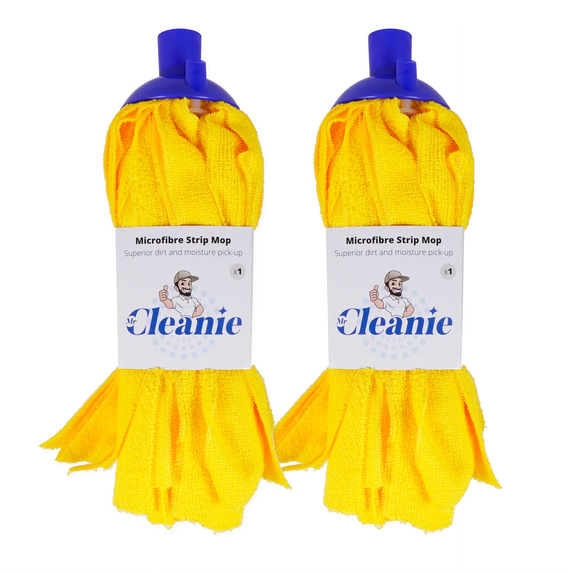 Mr Cleanie Microfibre Strip Mop Replacement Head for Household Cleaning Kitchen Bathroom 2-Pack