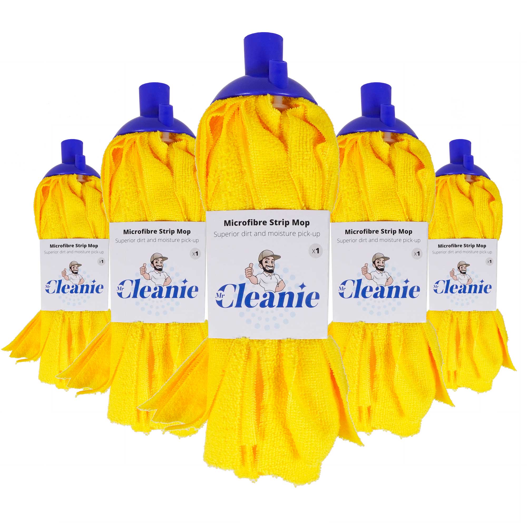 Mr Cleanie Microfibre Strip Mop Replacement Head for Household Cleaning Kitchen Bathroom 5-Pack
